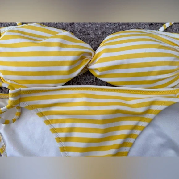 Victoria's Secret Yellow and White Striped Bandeau Bikini - Picture 6 of 6